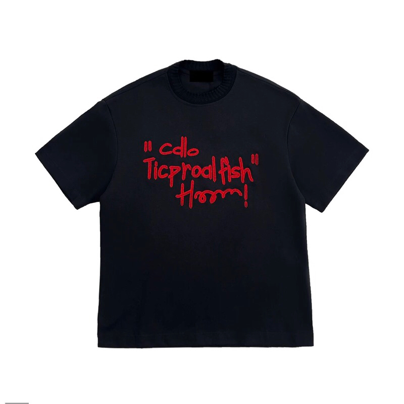Áo Thun Boxy Thêu Chữ “ Cdlo Ticproafish” Unisex Nam Nữ - Form cổ tròn, Cotton 250Gsm | TMTA22