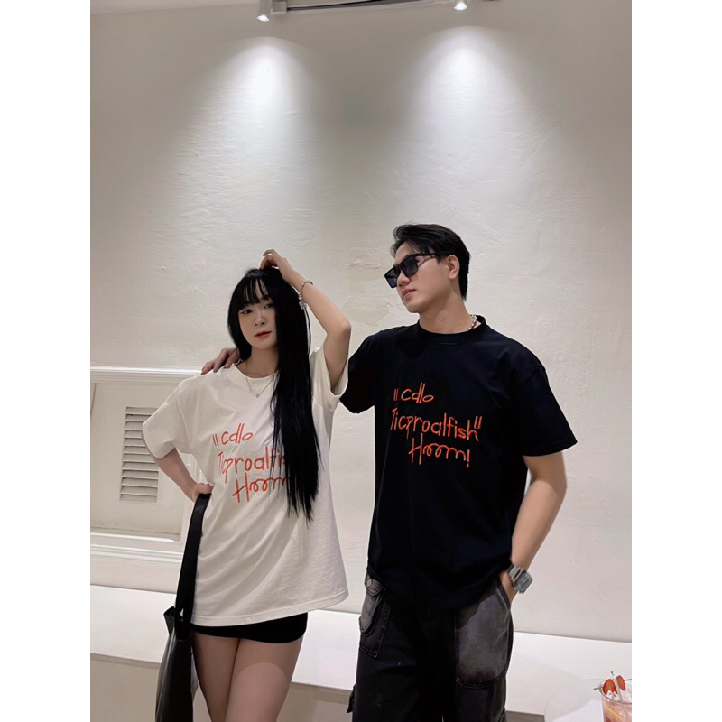 Áo Thun Boxy Thêu Chữ “ Cdlo Ticproafish” Unisex Nam Nữ - Form cổ tròn, Cotton 250Gsm | TMTA22