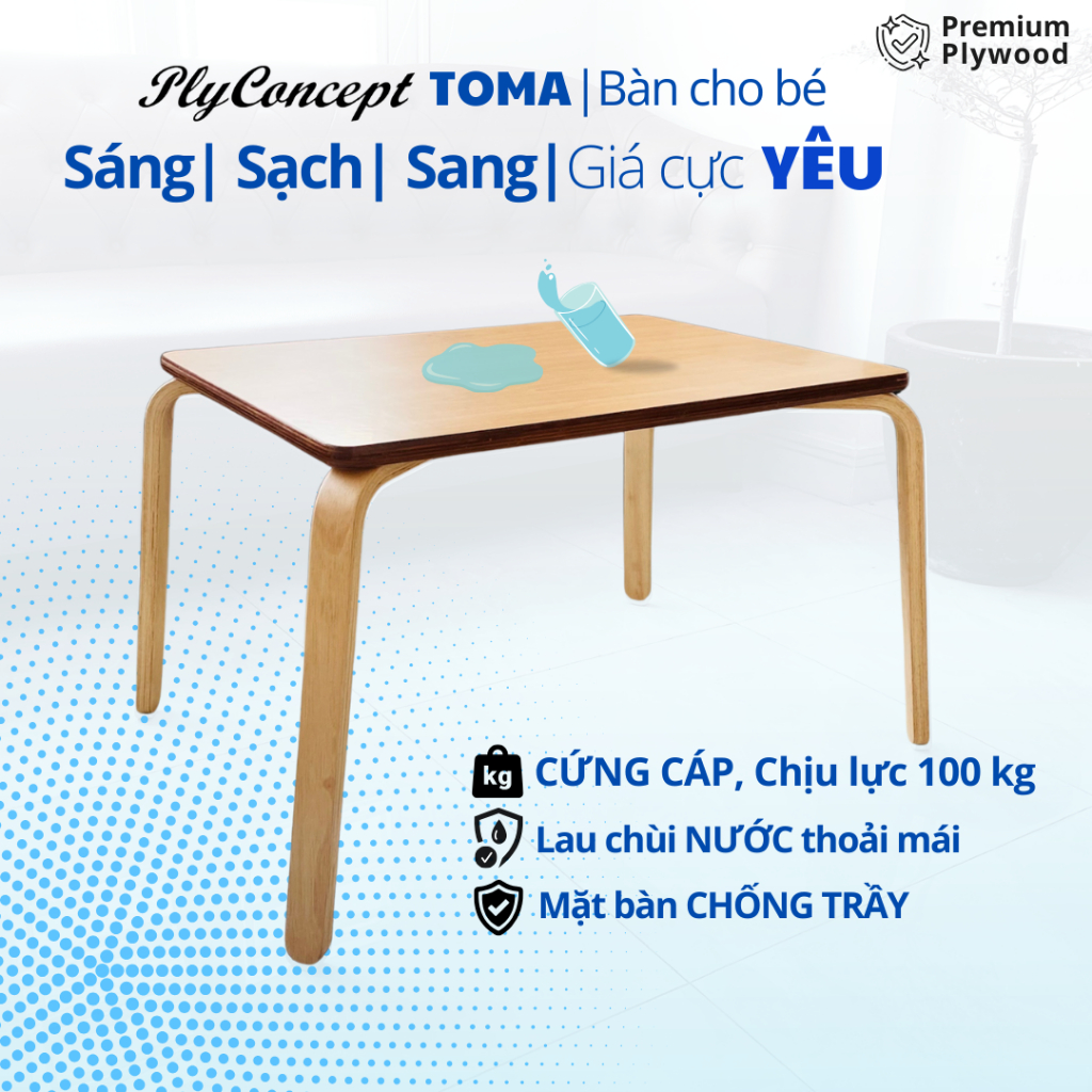 Ảnh Bàn Cho Bé, Bàn Học Trẻ Em, Bàn cho trường mẫu giáo Montessori - Plyconcept TOMA Kid Table 1