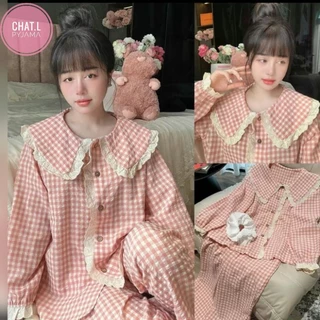 SÉT BỘ PYJAMA KẺ DÀI BÈO CÚC REN CỰC XINH HOT CHAT3652