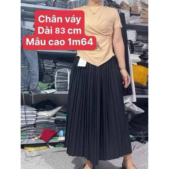 CHÂN VÁY XẾP LY DÀI BIGSIZE / chân váy li bigsize dài 83 cm/ chán váy maxi bigsize dài 83cm