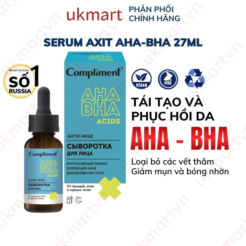 Serum Compliment AHA BHA Anti-Acne giảm mụn, mờ thâm, làm sáng da 27ml ...
