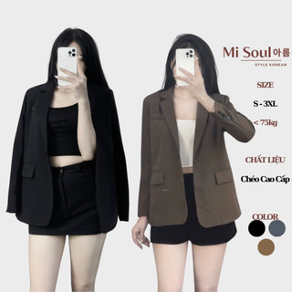 Áo Khoác Blazer Nữ Dáng Rộng 1 Cúc Cài BigSize Misoul, Áo Vest Trơn Có Túi Đính Cúc Phía Sau 345