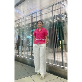 [JUNE LINEN] A21. Áo danton nữ tay ngắn Linen tưng premium.