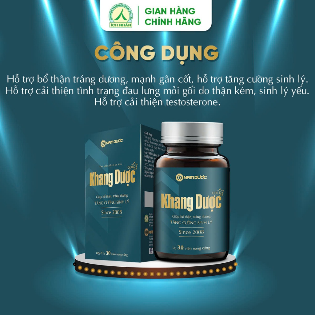 Ảnh Khang Dược Gold Thế Hệ Mới, Chiết Xuất Lộc Nhung Hươu, Sâm Cau Giúp Bổ Thận Tráng Dương, Tăng Cường Sinh Lý Hộp 30V 2