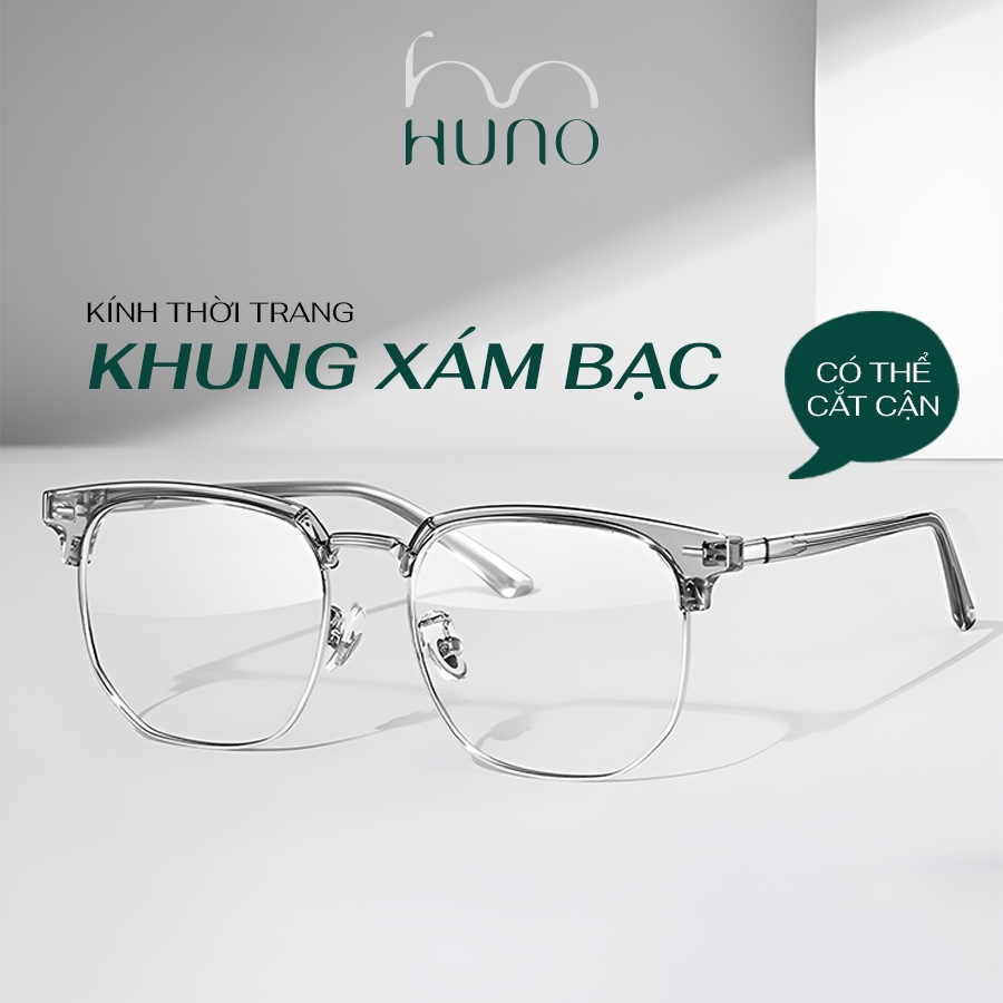 Gọng kính nam nữ HUNO mắt kính gọng vuông tròn kim loại thời trang cao cấp chống ánh sáng xanh chống tia UV – K66