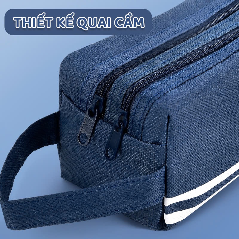 Túi Bút Nhiều Ngăn Canvas, Túi Đựng Bút Vải Hai Ngăn, Hộp Bút Vải Phù Hợp Cho Học Sinh Văn Phòng