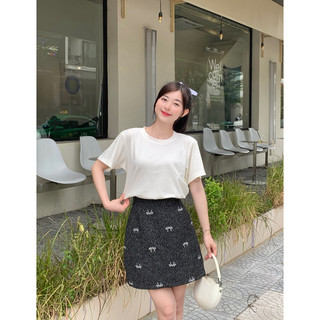 Chân váy dạ text thêu nơ Ma Vie
