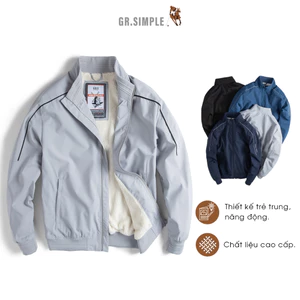 Áo khoác nam cao cổ Áo khoác bomber lót lông cừu siêu cản gió, phom đẹp GRSIMPLE 2 lớp siêu ấm