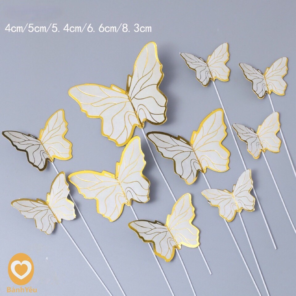 Set 10 Que cắm bướm giấy trang trí bánh - SKTC