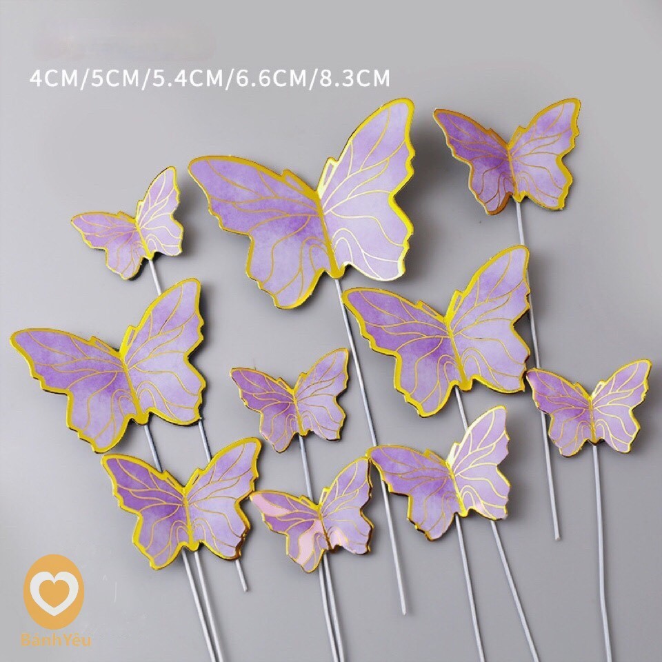 Set 10 Que cắm bướm giấy trang trí bánh - SKTC
