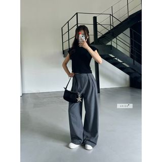 Quần tây nữ công sở - quần tây suông xếp ly ống rộng JORDANE nhiennhienvintage NQT00004