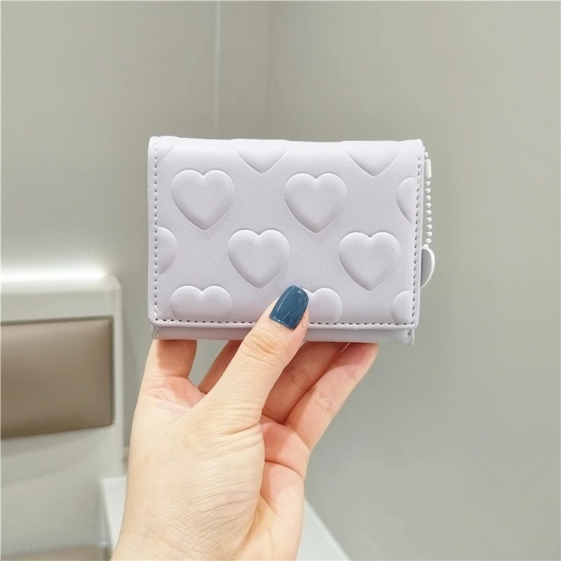 Ví ngắn trái tim dập nổi kích thước 10.5x3x8.5cm VNT59 Mun Store 94