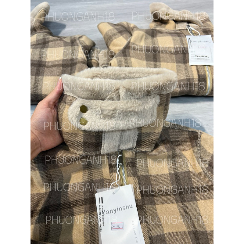 Áo khoác dạ kẻ lông mịn DÁNG LỬNG hàng QCL1 Y 0014 464