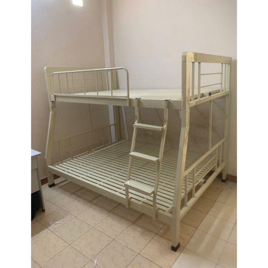 Giường 2 tầng bằng sắt hộp vuông, kích thước 1m4 x 1m6 dài 2m.