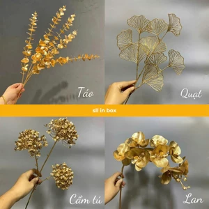 Đào đông 12 nhánh, lan hồ điệp trang trí tết phụ kiện trang trí oản