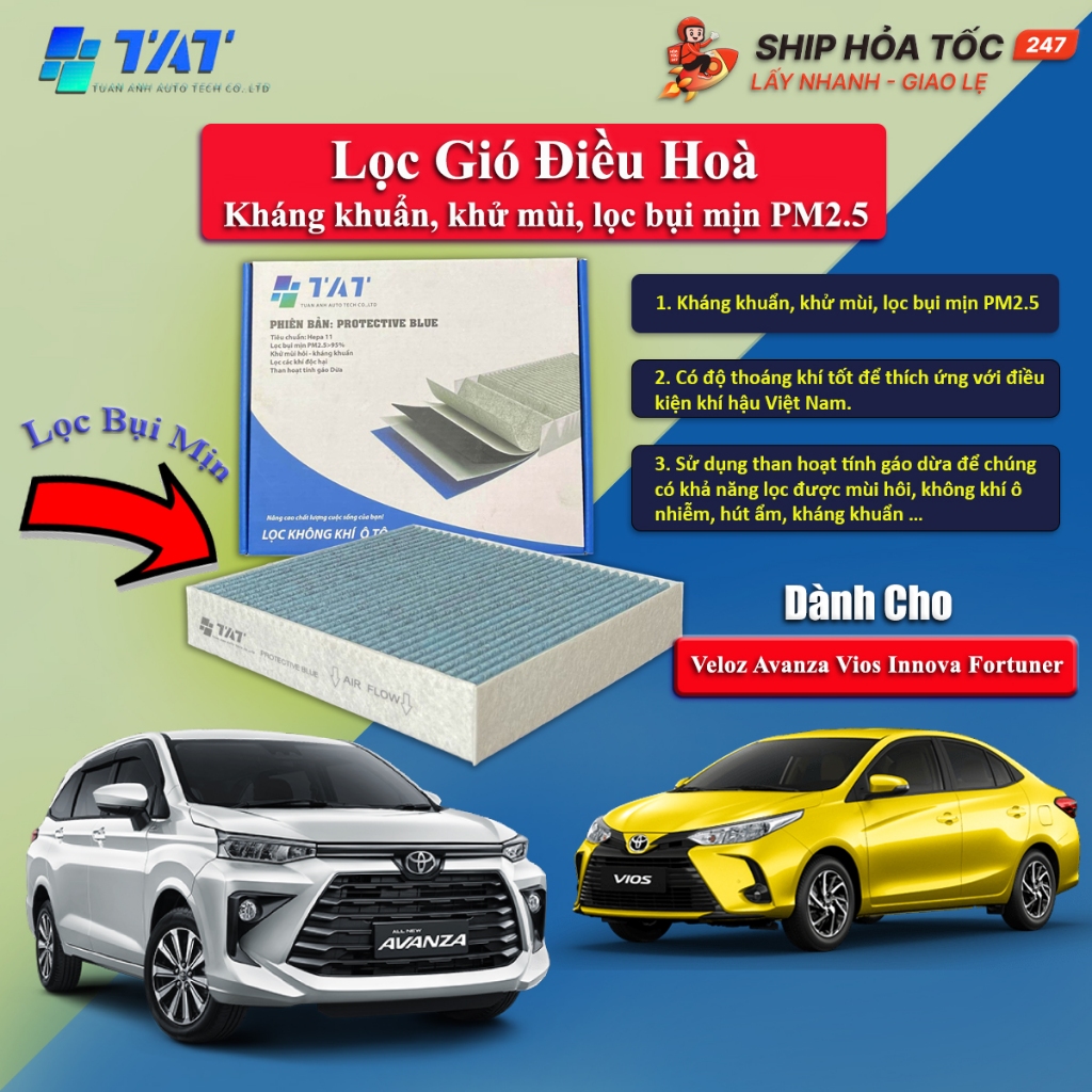 Lọc gió điều hòa Toyota Veloz Avanza Vios Innova Fortuner Lọc bụi mịn ...