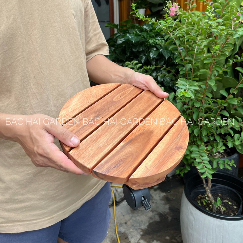 Đế lót bánh xe tròn - vuông chất liệu gỗ chịu trọng tải lớn giúp dễ dàng di chuyển chậu cây theo ý muốn