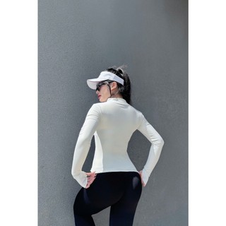 Áo khoác thể thao nữ, có khóa kéo phía trước, tay áo có lỗ xỏ ngón, size S,M,L, dệt kim từ sợi nhân tạo AK-ACTIVE