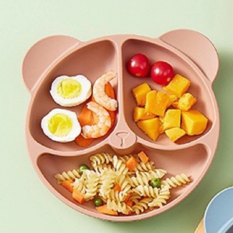 Ảnh Khay Ăn Dặm Silicon KidsWorld Có Đế Hít Chống Đổ Hình Gấu 3 Ngăn Cho Bé ăn dặm có thể tiệt trùng 3