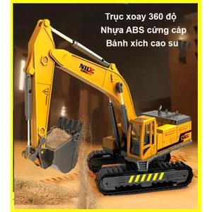 Đồ chơi mô hình xe xúc bánh xích cao su bằng nhựa ABS cứng cáp, chạy đà, trục xoay 360 độ kích thước lớn, tỷ lệ 1:55