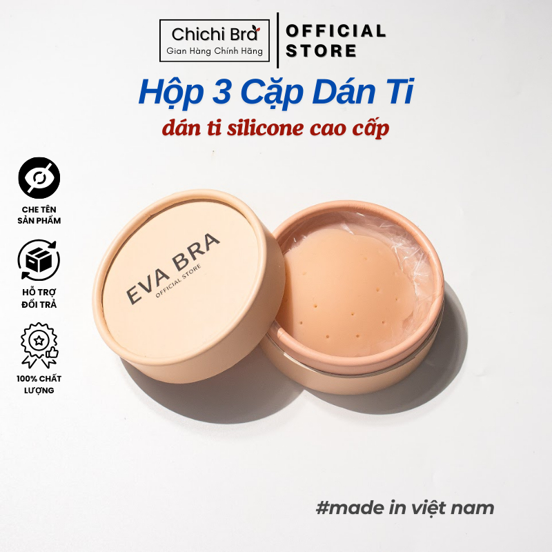 Miếng Dán Ngực Silicon Dán Ti Hộp 3 Cặp Có Lỗ Thoáng Khí Cao Cấp Sử Dụng Nhiều Lần Chichi Bra 550