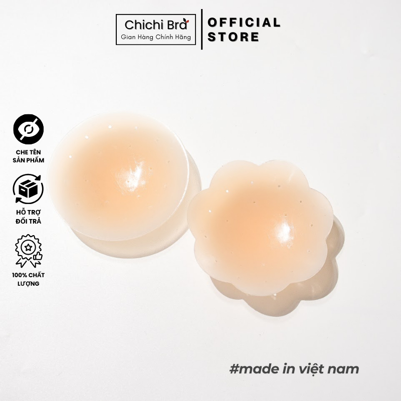 Miếng Dán Ngực Silicon Dán Ti Hộp 3 Cặp Có Lỗ Thoáng Khí Cao Cấp Sử Dụng Nhiều Lần Chichi Bra 550
