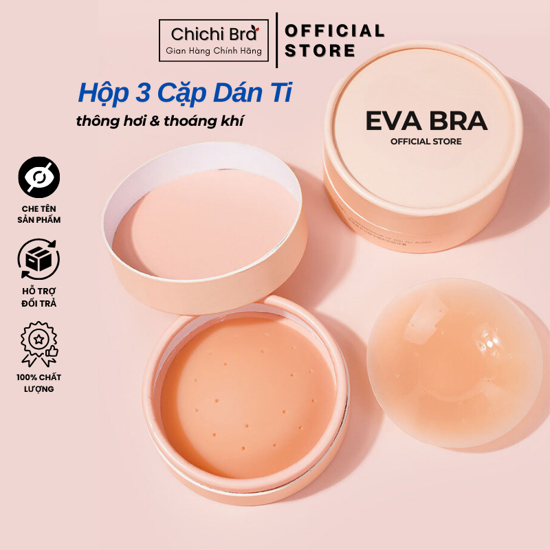 Miếng Dán Ngực Silicon Dán Ti Hộp 3 Cặp Có Lỗ Thoáng Khí Cao Cấp Sử Dụng Nhiều Lần Chichi Bra 550