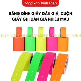 . 1 cây 10 cuộn Băng dính giấy dán giá, cuộn giấy ghi dán giá nhiều màu
