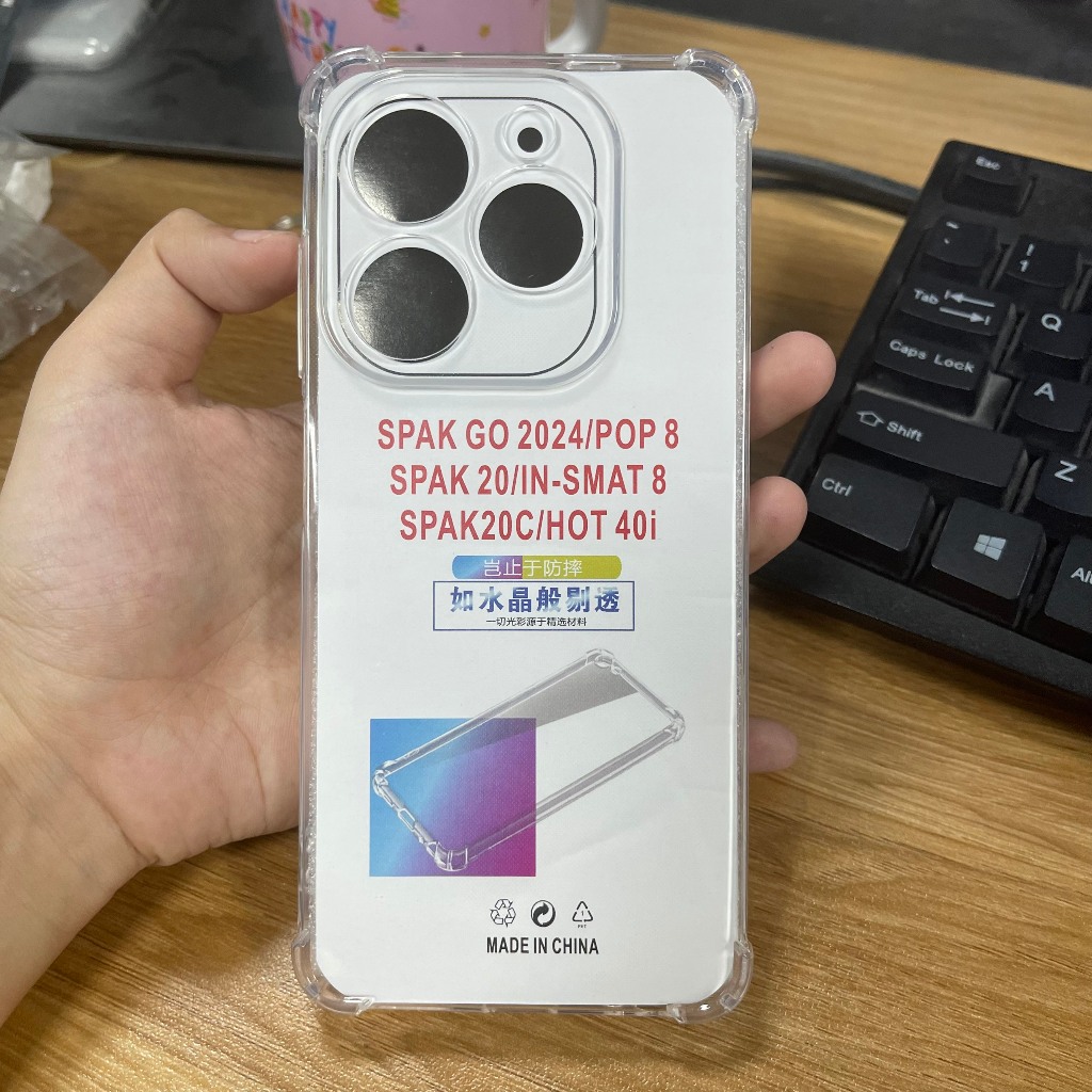 Ốp lưng Tecno spark go 2024 dẻo trong suốt silicon cao cấp chống sốc va đập bảo vệ camera điện thoại