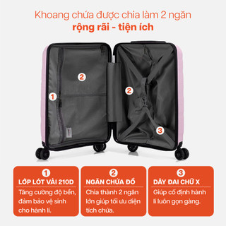 [COMBO SIÊU PHẨM] 2 Vali Kéo MIAvn Du Lịch Pisani LANI - Size 20/24/28 Nhựa PP Siêu Bền, Hạn Chế Bể Vỡ, Khoá TSA Bảo Mật