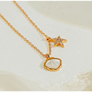 Dây chuyền bạc nữ LAMY Starfish & Seashell Pendant Necklace Rose Gold 6414