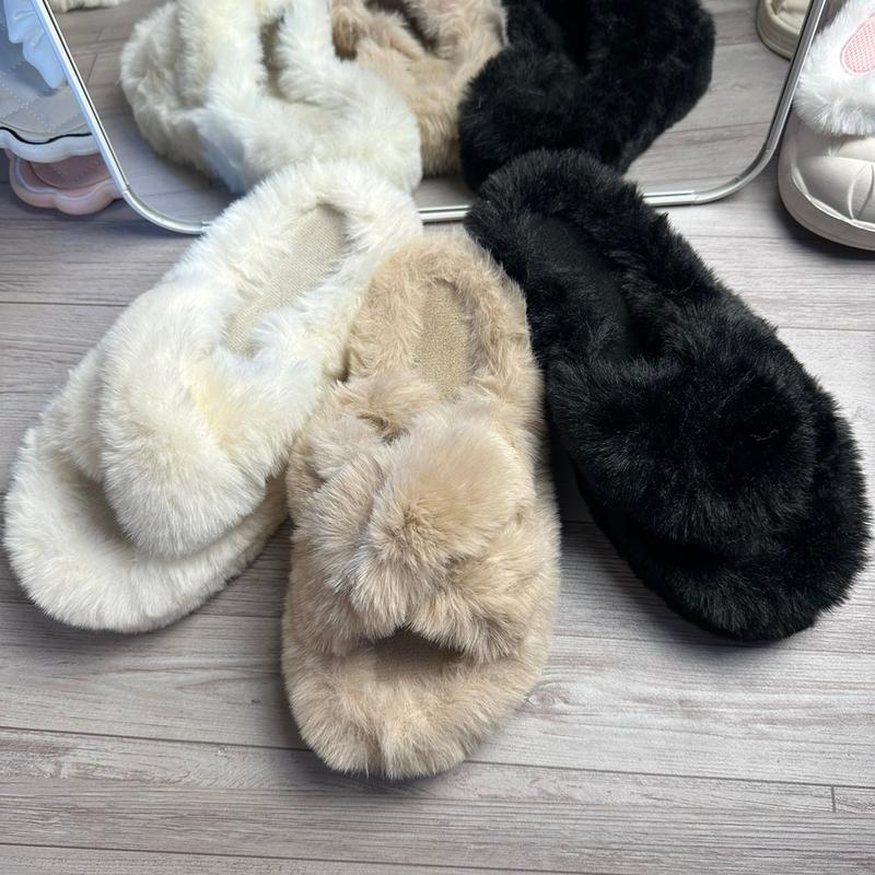 Dép Lông Quai Chéo - Cao 5cm - Mềm Mại - Thời Trang
