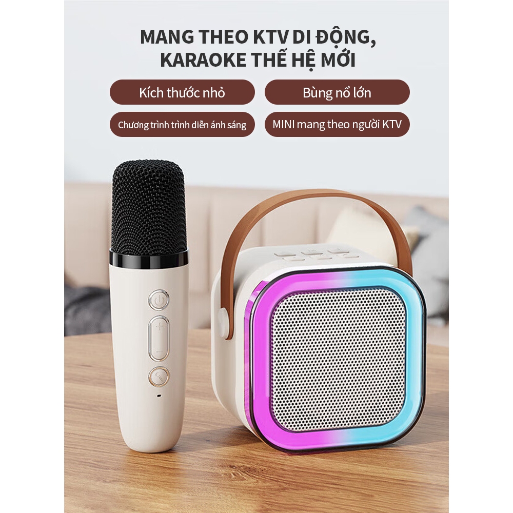 ICON Loa Kéo Karaoke Bluetooth Mini - Âm thanh chất lượng cao, Thiết Kế Nhỏ Gọn, Phù Hợp Gia Đình & Tiệc Tùng