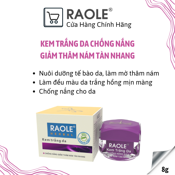 Kem trắng da chống nắng, giảm thâm nám tàn nhan RAOLE Kem nám Raole chính hãng kem Raole