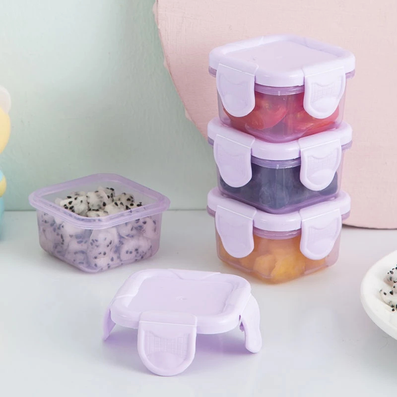 Ảnh Set 4 Hộp trữ đông,khay trữ đông bằng nhựa Có nắp khoá 4 chiều,Bảo quản đồ ăn dặm cho bé chống rò rỉ 4