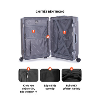 [🔥TOP BÁN CHẠY] Vali Khoá Khung MIAvn Pisani X9 - Size 20/24/28, Nhựa PC Cao Cấp, Khoá Khung Bảo Mật Cao