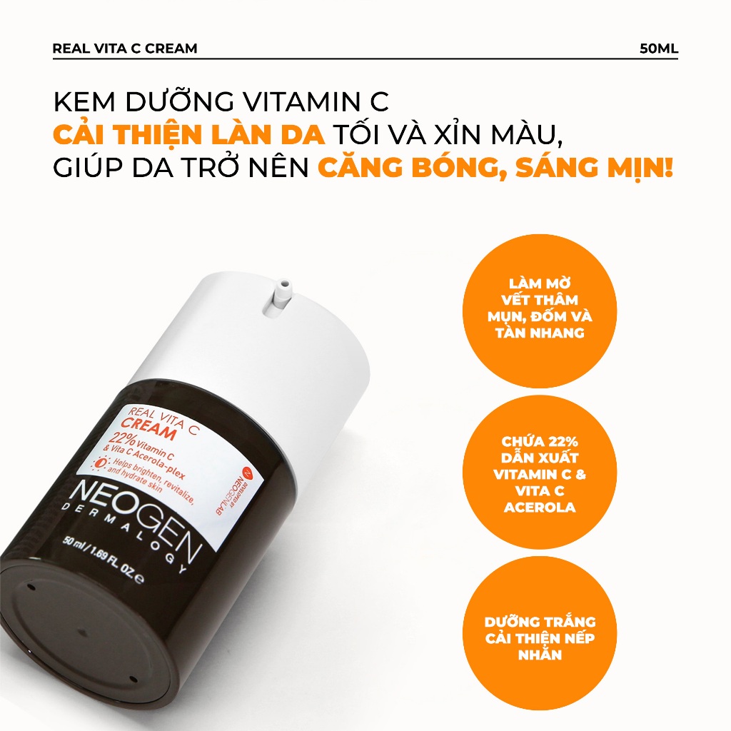 Ảnh Kem Vitamin C Dưỡng Sáng, Mờ Thâm Mụn, Chống Gốc Tự Do Neogen Dermalogy Real Vita C Cream 50ml 3