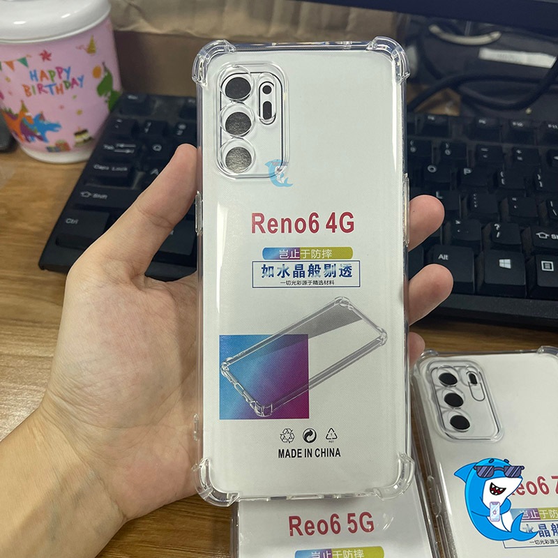 Ốp lưng Oppo reno 6 / 6Z 4G 5G nhựa dẻo trong suốt silicon cao cấp chống sốc viền vuông bảo vệ cam