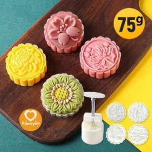 Khuôn trung thu lò xo 75g 4 mặt Hoa Nhật - KH243G