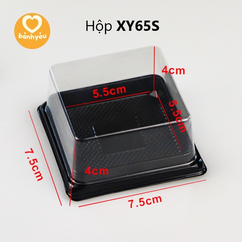 [10->50cái] Hộp vuông đế vàng XY65S vừa bánh 50-75g/ Hộp đựng bánh trung thu, xôi, rau câu
