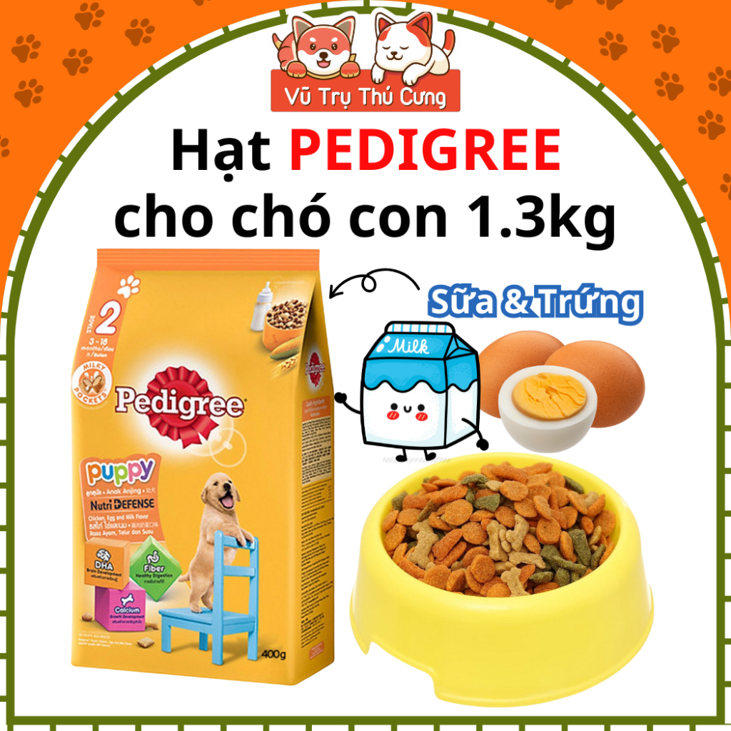 (1,3Kg) Hạt Pedigree dành cho Chó con vị gà trứng và sữa