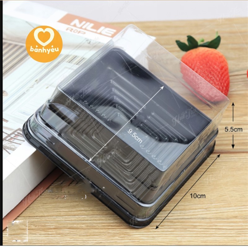 [10->50cái] Hộp vuông đế đen JLH10-10/ XY10-10 vừa bánh 180-250g, Hộp bánh trung thu, xôi, rau câu