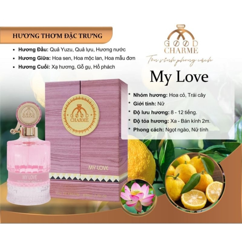 Nước hoa nữ  My love 80ml hương sen có hoa,nhẹ nhàng, sang trọng