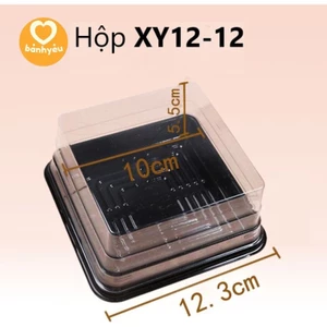 Hộp vuông đế đen JLH12-12/ XY12-12 vừa bánh 250-300g, Hộp bánh trung thu, xôi, rau câu
