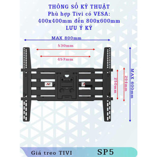 Gía Treo TiVi Xoay Đa Năng NB SP5 75'' - 110''inch - Khung Treo TiVi Xoay Góc Cao Cấp