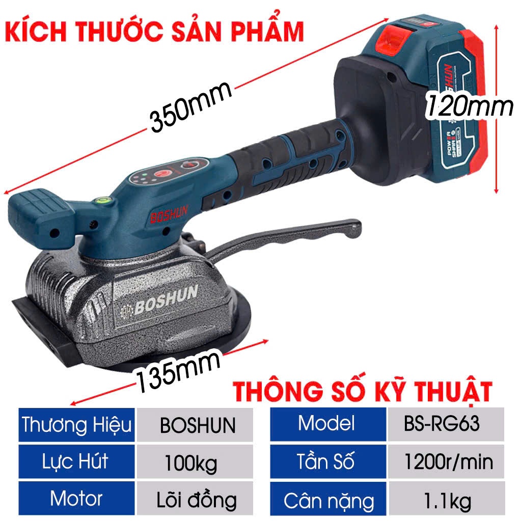Máy Ốp Lát Gạch Boshun BS-RG63 - Máy Lát Gạch Men Lực Hút Tối Đa 90KG / 6 Tốc Độ