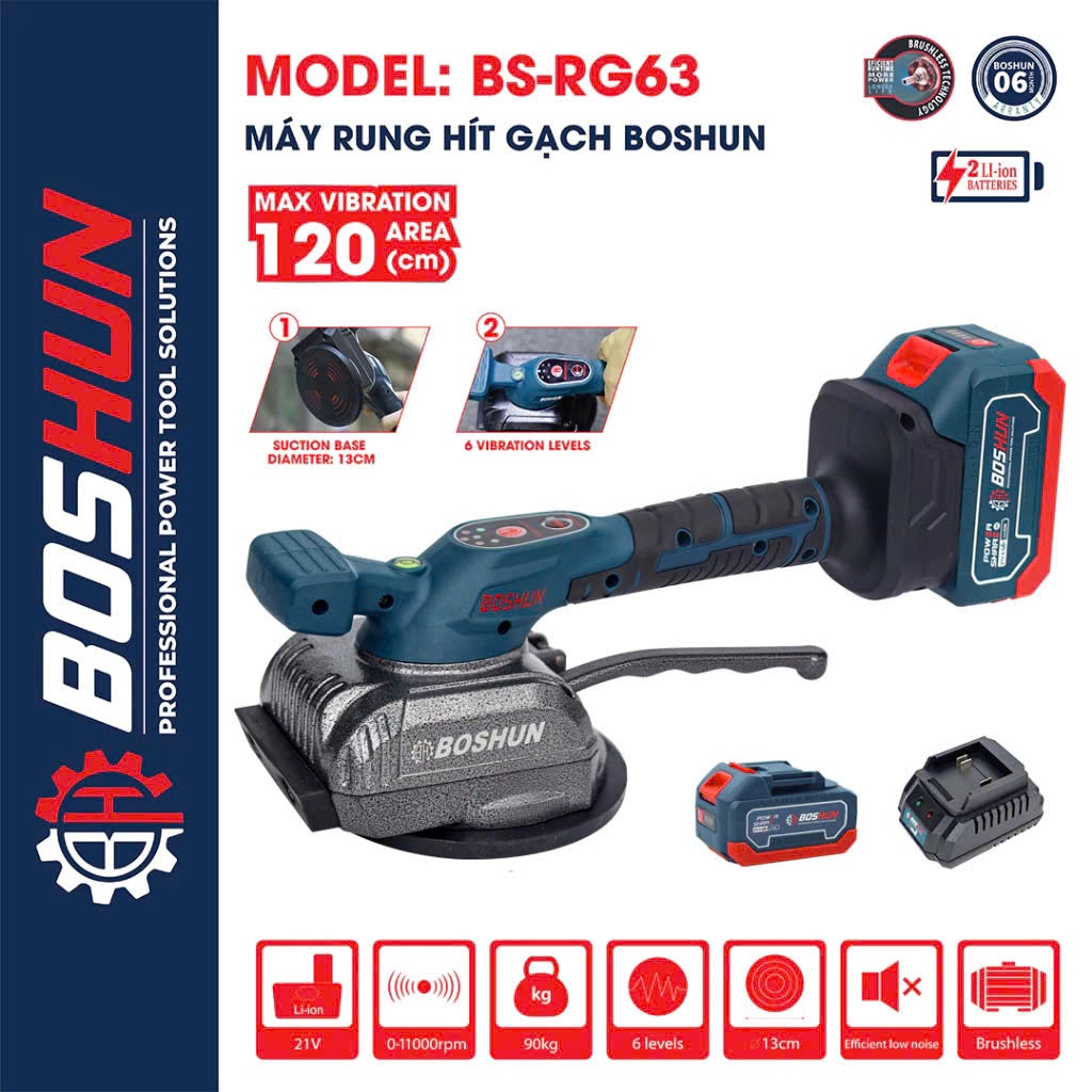 Máy Ốp Lát Gạch Boshun BS-RG63 - Máy Lát Gạch Men Lực Hút Tối Đa 90KG / 6 Tốc Độ