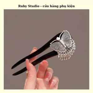 Trâm Cài Tóc Hình Chữ U Đính Charm Hình Bướm Nhiều Mẫu.