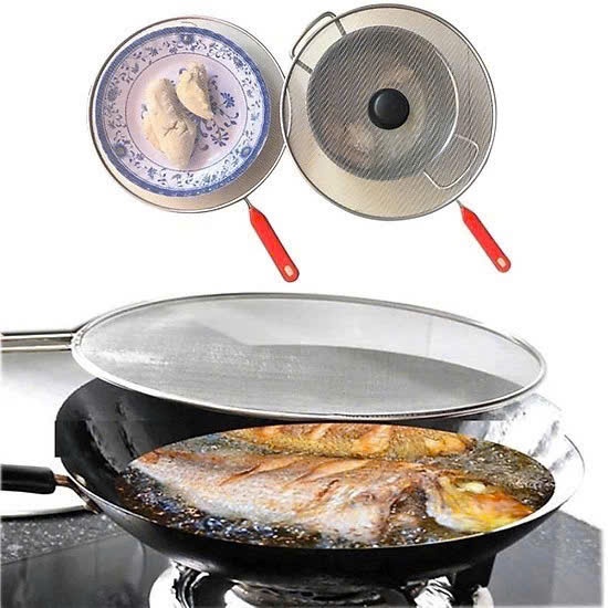 Đậy Chảo Chiên Chống Bắn Dầu Mỡ - Đậy Chảo Inox 29cm, Lọc Bột, Lọc Thức Ăn